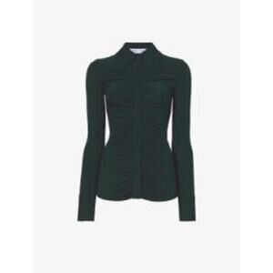 Proenza Schouler 'Matte' Green Long Sleeve Crepe Button Down Size 2